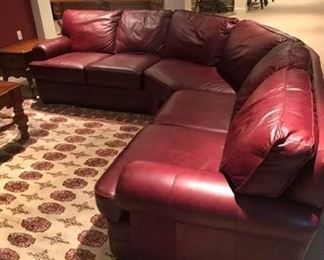 Large Burgundy Leather Sectional