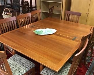 CHERRY FLIP TOP TABLE WITH 8 CHAIRS