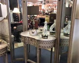 Matching Louis XVI style Trifold Vanity