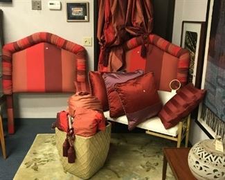 CUSTOM TWIN HEAD BOARDS WITH MATCHING ACCESSORIES DRAPES PILLOWS ETC. 