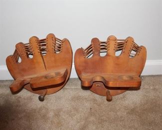 Wooden Gloves to hang bat, ball and cap
