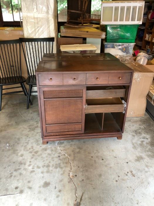 Set of two caned front cabinets