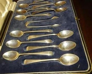 Twelve Sterling English Silver Spoons & One Tongue Depressor https://ctbids.com/#!/description/share/198199