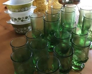 Large set of vintage Franciscan Ware "Madiera " green footed goblets