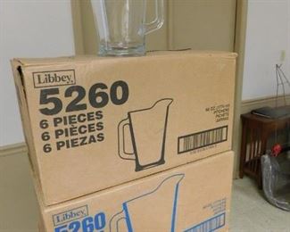 Cases of Libbey Glass Pitchers