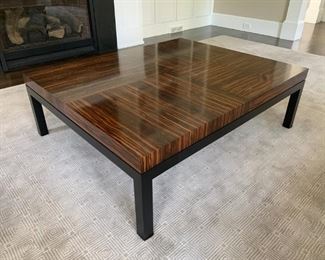 Satinwood Square Coffee Table with Iron Base