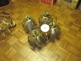 Vintage light fixture set including a three-light fixture and a matching one-light fixture. This can be upcycled!