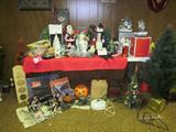 Something for the holidays! Lots of Christmas items....some light up. Halloween decorations. Vintage tree stands.