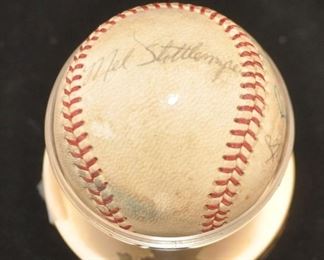 Signed baseball by 3 Yankee players: Jim Bouton, Mel Stottmeyer, Al Dowing
