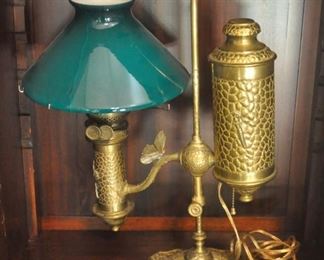 Brass oil lamp converted to electric lamp