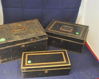 3 metal document boxes