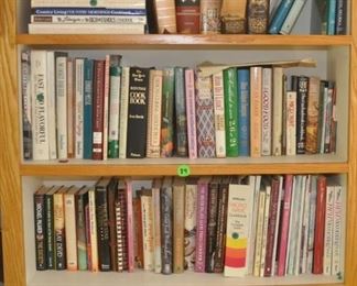 4 shelves of cook books & recipe box