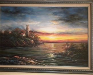 ARTIST W. RILEY OIL PAINTING
