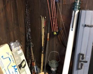 BOW AND ARROWS, FISHING POLES