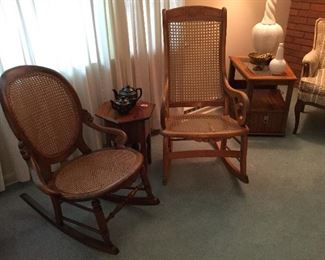 Antique caned rocking chairs