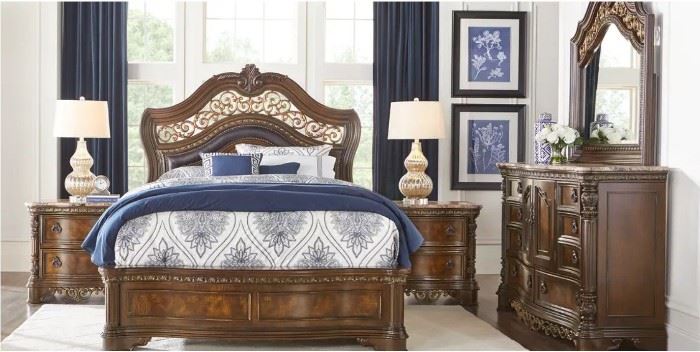 Bedroom Suite - Hardley Manor includes Queen Bed w/ Adjustable Mattresses, Two Nightstands, Dresser and Mirror (Will be sold separately or as a set)