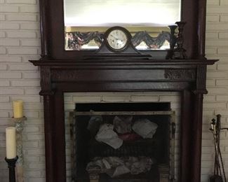 Amazing Antique solid Walnut fireplace surround.