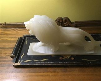 Large 14" marble lion