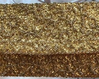 Vintage Gold Beaded Clutch 