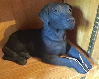 Heavy black lab figurine large