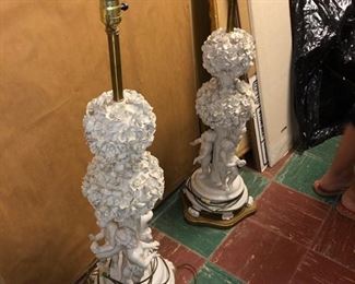 Pair antique lamps 