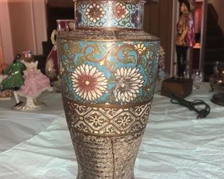 Champleve enamel vase 