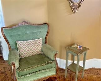 Velvet wing chair with fringe detail.  Wait for it......