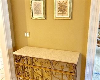 Travertine topped table