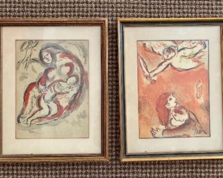 Marc Chagall framed lithographs.  Biblical series (1958-1962)