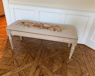 Needlework upholstered bench