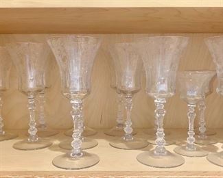 Tiffin "Cherokee Rose" stemware