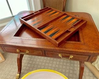 Maitland-Smith game table with brass casters
