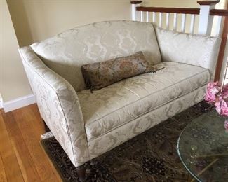 Ethan Allen Damask Loveseat in excellent condition.  Very clean, with no animals in home.
