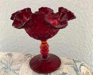 Ruby Hobnail Candy Dish
