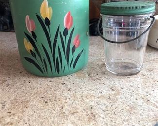 Stone jar with lid and glass jar