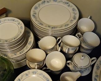 Blue Hill Noritake dish set with serving dishes.