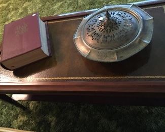 Leather top coffee table