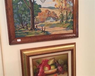Paint by numbers scene and original still life.