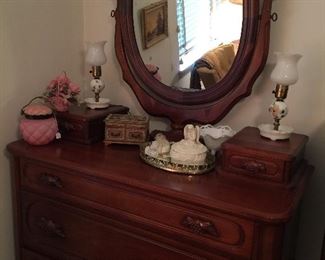 Dresser with mirror and lots of storage.