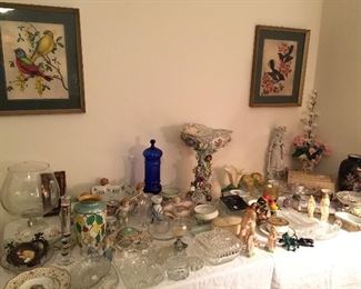 Glassware, crystal, porcelain figurines, etc.