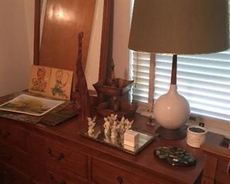 And 9 drawer dresser with mirror. Check out that lamp!