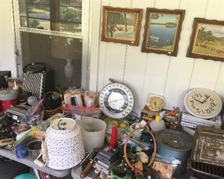 Paint supplies, tools, crusty rusty treasures.