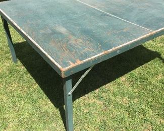 Good ole wooden folding table. Put two together for table tennis!