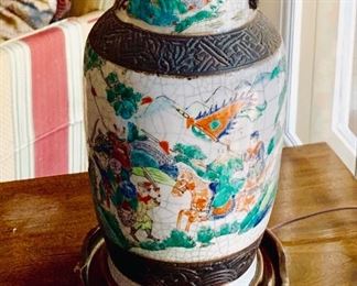 Crackleware Baluster Shaped Vase/ Lamp, Japan circa 1820