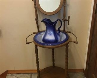 Vintage Wash Basin Stand With Mirror Wash Basin and Pitcher Included
Lot Number: 35
