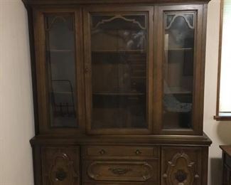 Vintage China Hutch, Solid Wood with Dovetail Drawers, 60"w x 16"d x 74"h