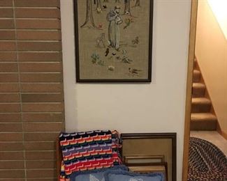 Framed Embroidery Artwork, Intricate Crochet on Pillows, Crafted Afghan Blanket, Assortment of Frames.
Lot Number: 40