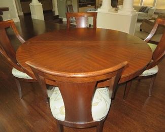 Contemporary Baluster Pedestal Dining Table & 8 Sling Chairs