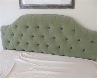 Queen Tufted Queen Headboard in Velvet Apple Green