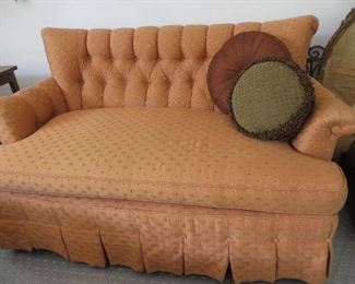 Orange Tufted Back Settee